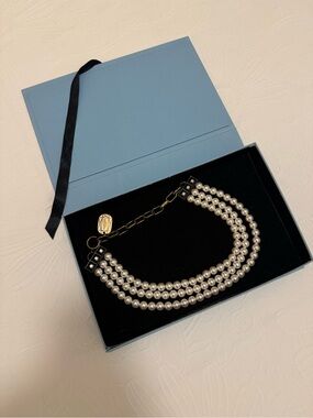New in Box Lanvin Triple-Row Faux Pearl Necklace